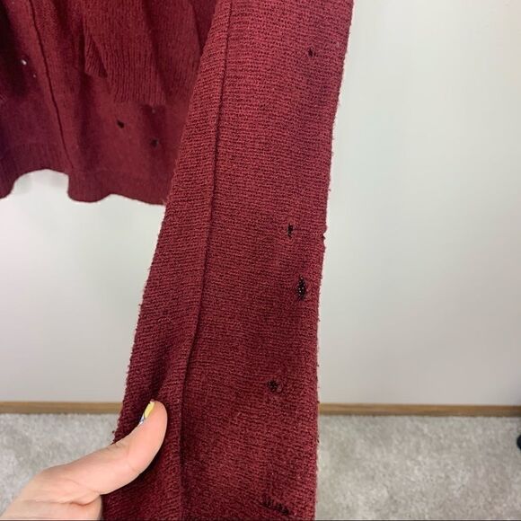 Express small maroon sweater distressed longsleeve - Picture 4 of 10